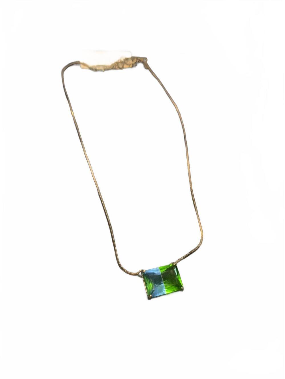 Monet Vintage Blue and Green Glass Pendant Necklace